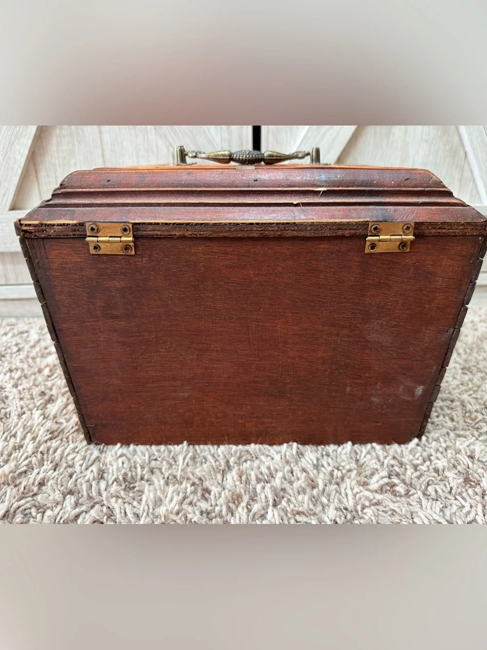 Wooden boho split Bamboo  Storage Box/keepsake Chest - Brown